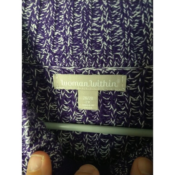 Woman Within26/28 Sweater Purple White Marbled Full Zip LS Casual Comfort Pocket - Picture 3 of 11